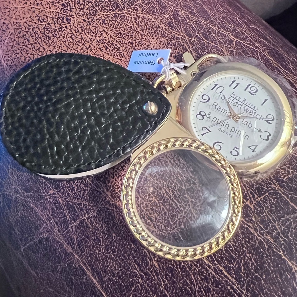 Joan Rivers Goldtone Vintage Pocket Watch with Magnifying Loupe